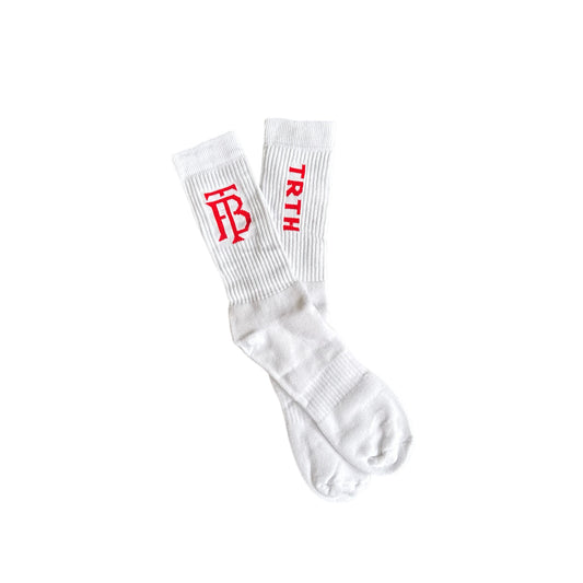 Lifestyle Crew Socks - White/Red