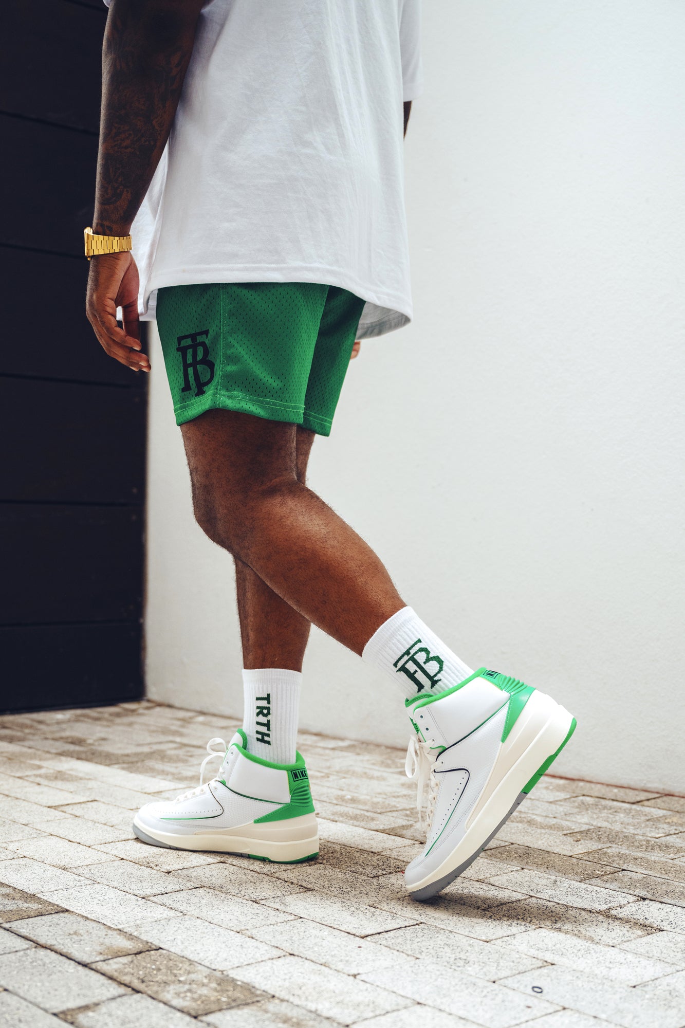 Lifestyle Crew Socks - White/Green